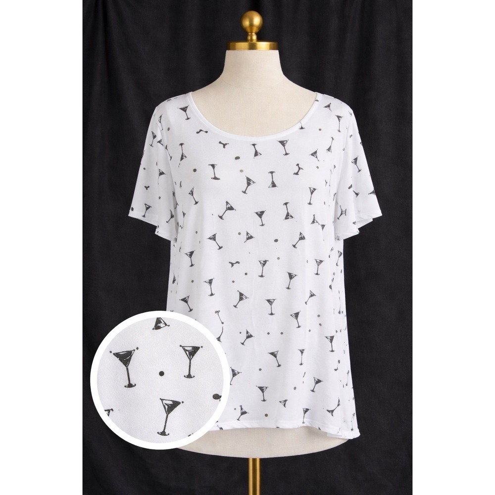 Torrid‎ Popover Top Novelty Martini Olive Cocktail Print Size 3 3x Office Casual